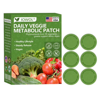 𝐈𝐎𝐖𝐎𝐋® 𝐃𝐚𝐢𝐥𝐲 𝐕𝐞𝐠𝐞𝐭𝐚𝐛𝐥𝐞 𝐌𝐞𝐭𝐚𝐛𝐨𝐥𝐢𝐜 𝐏𝐚𝐭𝐜𝐡 𝐮𝐬𝐞𝐬 𝐨𝐫𝐠𝐚𝐧𝐢𝐜 𝐯𝐞𝐠𝐞𝐭𝐚𝐛𝐥𝐞 𝐞𝐱𝐭𝐫𝐚𝐜𝐭𝐬 𝐚𝐧𝐝 𝐩𝐡𝐲𝐭𝐨𝐧𝐮𝐭𝐫𝐢𝐞𝐧𝐭𝐬 𝐟𝐫𝐨𝐦 𝟑𝟗 𝐯𝐞𝐠𝐞𝐭𝐚𝐛𝐥𝐞𝐬 + 𝐠𝐫𝐞𝐞𝐧𝐬 𝐭𝐨 𝐬𝐮𝐩𝐩𝐨𝐫𝐭 𝐝𝐞𝐭𝐨𝐱, 𝐝𝐢𝐠𝐞𝐬𝐭𝐢𝐨𝐧 & 𝐦𝐞𝐭𝐚𝐛𝐨𝐥𝐢𝐜 𝐫𝐞𝐬𝐞𝐭, 𝐚𝐧𝐝 𝐛𝐨𝐨𝐬𝐭 𝐞𝐧𝐞𝐫𝐠𝐲 𝐟𝐨𝐫 𝐚𝐥𝐥-𝐝𝐚𝐲 𝐰𝐞𝐥𝐥𝐧𝐞𝐬𝐬