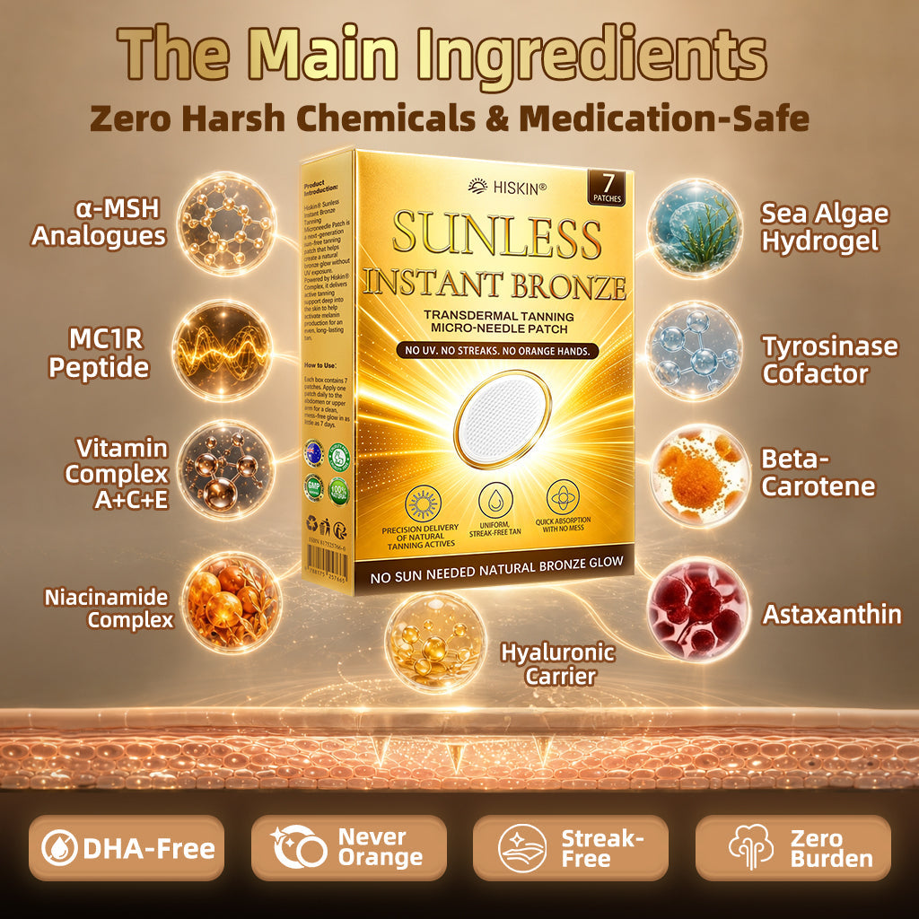 𝐇𝐢𝐬𝐤𝐢𝐧® 𝐒𝐮𝐧𝐥𝐞𝐬𝐬 𝐈𝐧𝐬𝐭𝐚𝐧𝐭 𝐁𝐫𝐨𝐧𝐳𝐞 𝐓𝐚𝐧𝐧𝐢𝐧𝐠 𝐌𝐢𝐜𝐫𝐨𝐧𝐞𝐞𝐝𝐥𝐞 𝐏𝐚𝐭𝐜𝐡☀️ 𝐍𝐨 𝐔𝐕, 𝐍𝐨 𝐎𝐫𝐚𝐧𝐠𝐞, 𝐍𝐨 𝐒𝐭𝐫𝐞𝐚𝐤𝐬, 𝐍𝐨 𝐃𝐇𝐀, 𝐍𝐨 𝐌𝐞𝐬𝐬