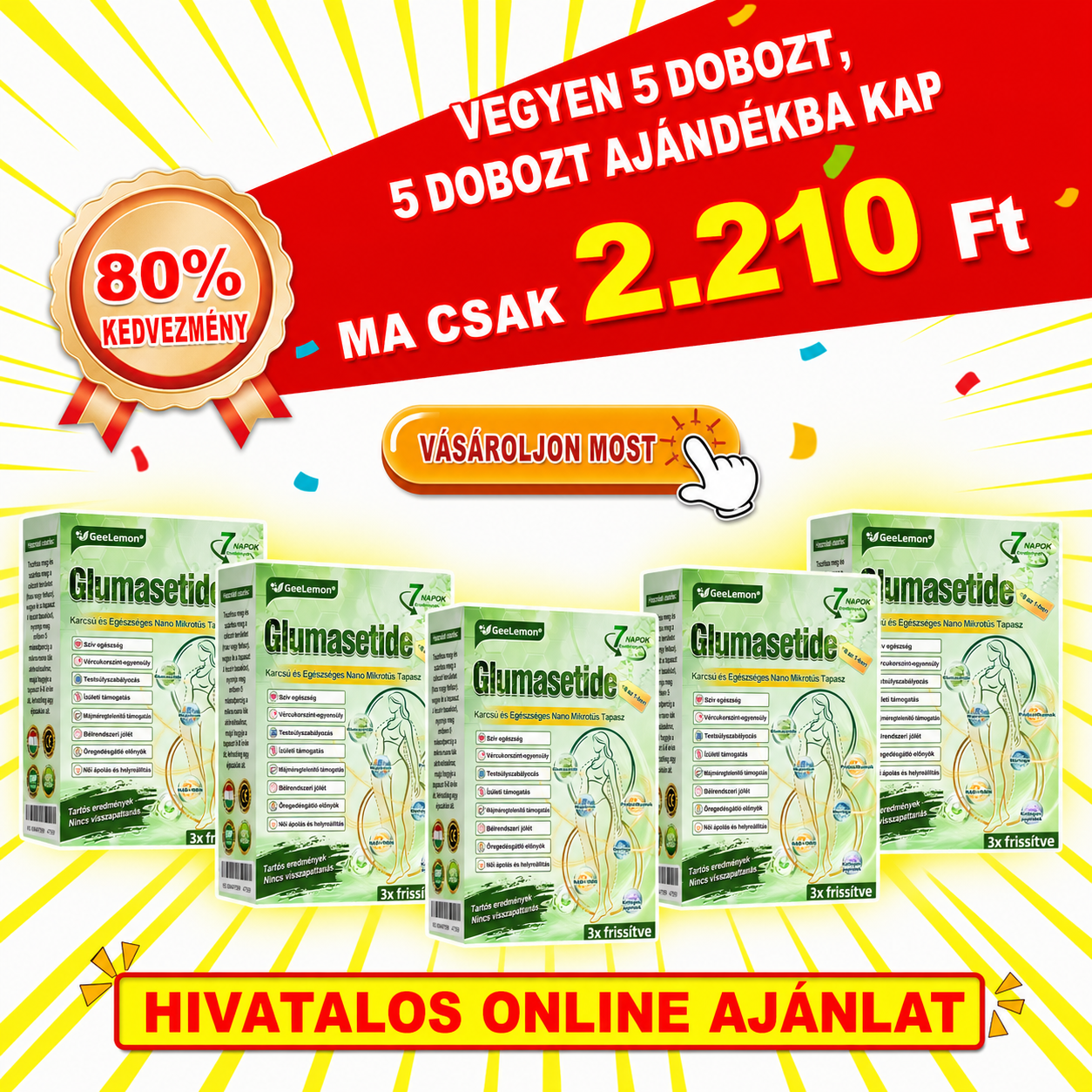 𝐆𝐞𝑒𝐿𝑒𝐦𝐨𝐧® Glumasetide 8 az 1-ben Karcsú és Egészséges Nano Mikrotűs Tapasz 🥦
